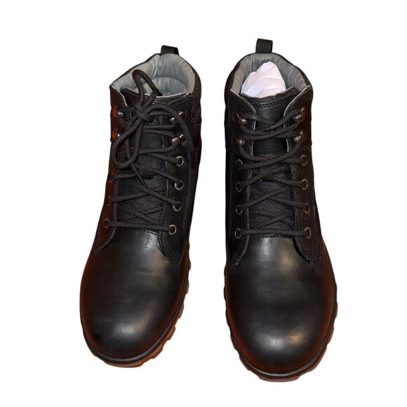 NWT BOGS Leather Casual Lace Classic Ankle Chukka Boots Mens 8.5 Black Lace Ups - Picture 3 of 11